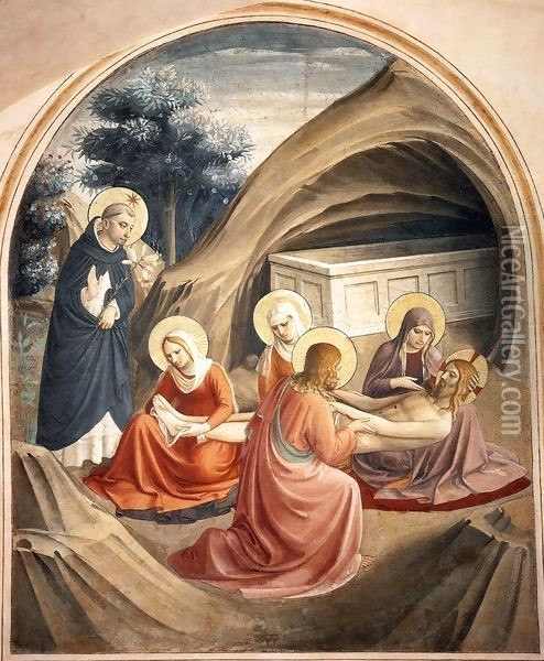 Lamentation over Christ (Cell 2) Oil Painting - Angelico Fra