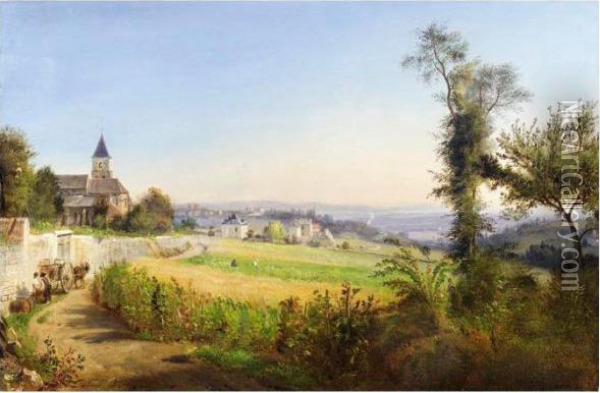 Vue De L'eglise De Mareil-marly Oil Painting - Francois Edme Ricois