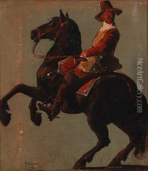 A Rider On A Rearing Horse Oil Painting - Frederik Christian Lund