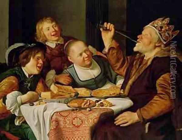 A Feast Oil Painting - Jan Gerritsz. van Bronckhorst