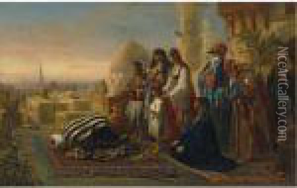 Evening Prayer Oil Painting - Jan Baptist Huysmans