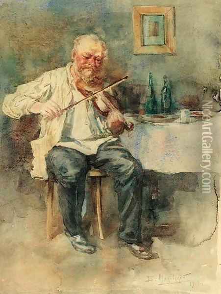 Portrait of a Violinist Oil Painting - Vladimir Egorovich Makovskii