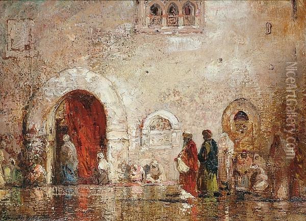 Figures By A Mosque Oil Painting - Douglas Arthur Teed