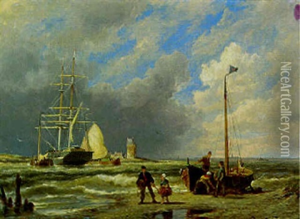 Enkuizen On The Zuiderzee Oil Painting - Pieter Cornelis Dommershuijzen