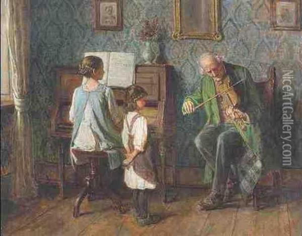 Musikstunde Oil Painting - Gustav Igler