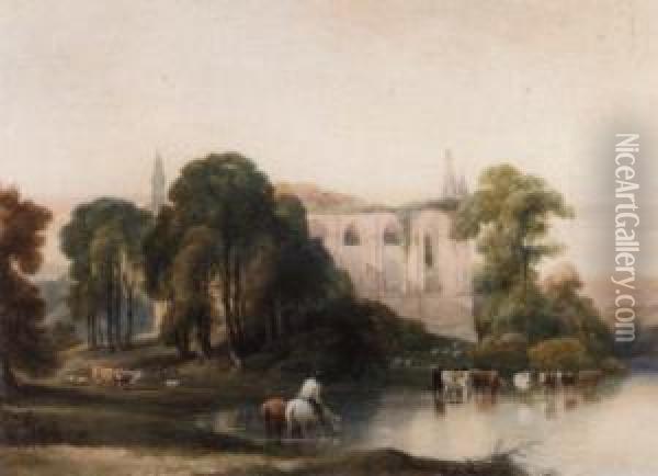 View Of Bolton Abbey, Yorkshire Oil Painting - William Havell