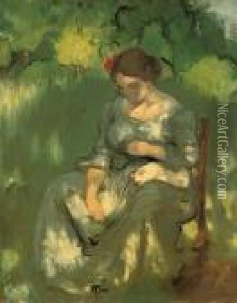 Femme Avec Un Chat Oil Painting - Louis Anquetin