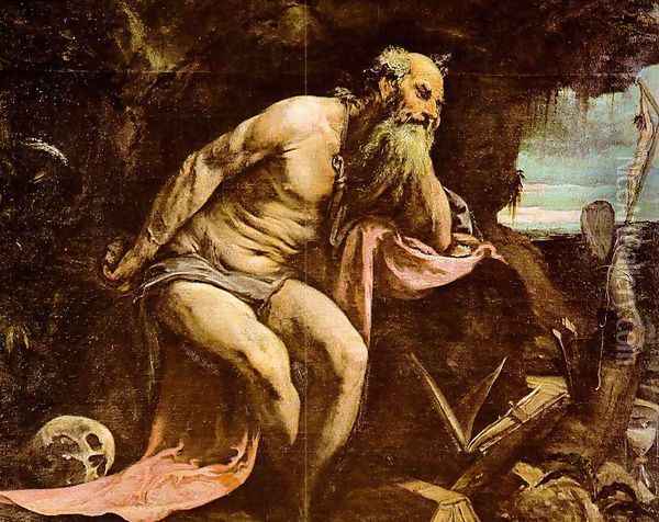 St. Jerome 1556 Oil Painting - Jacopo Bassano (Jacopo da Ponte)