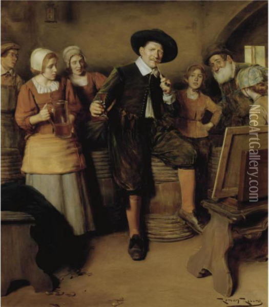 In The Tavern Oil Painting - Roman Ribera Cirera
