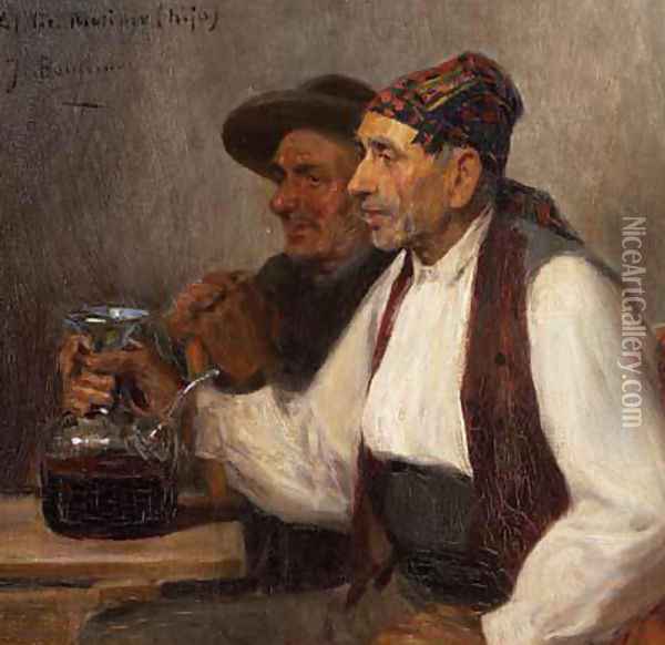 Bebiendo del porron Oil Painting - Jose Benlliure Y Gil
