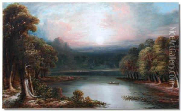 Lakeland Scene, A Nocturne Oil Painting - Joseph Wrightson McIntyre