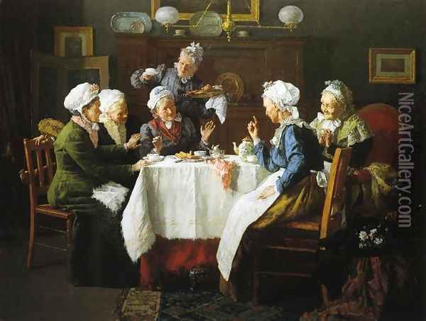A Tea Party Oil Painting - Louis Charles Moeller