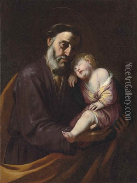 Saint Joseph With The Christ Child Oil Painting - Filippo Vitale