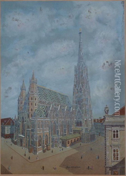 Study Of St. Stephan's Church Oil Painting - Christian Aug. Gunther