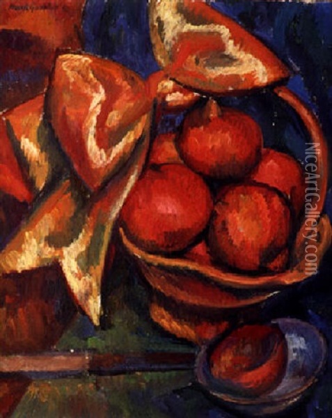 A Still Life Of Pomegranates Oil Painting - Mark Gertler