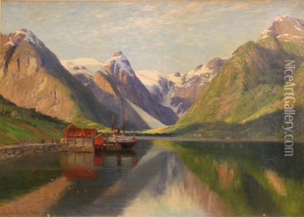 A View Of Fj rlandsfjord, Norway Oil Painting - Johannes Martin Grimelund