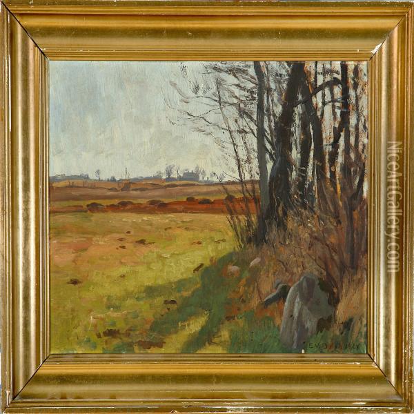 Autumn Landscape With Vast Fields Oil Painting - Einar Vilhelm Bogh