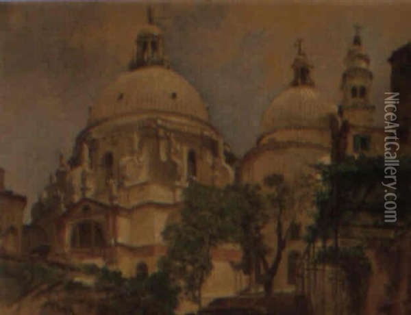 Byparti Med Kirken Maria Dela Salute, Venezia Oil Painting - Julius Rollmann