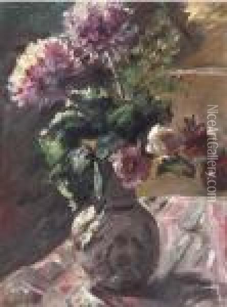 Chrysanthemen Und Rosen Im Krug Oil Painting - Lovis (Franz Heinrich Louis) Corinth