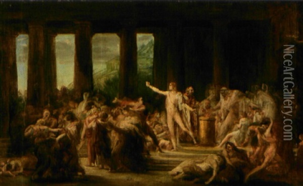 Scene Mythologique Un Temple Oil Painting - Antoine Jean (Baron Gros) Gros