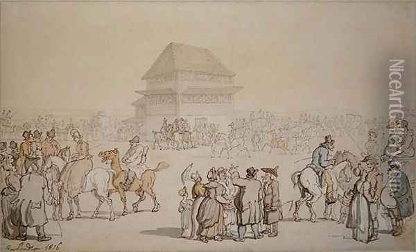 A Crowded Race Meeting, 1816 Oil Painting - Thomas Rowlandson