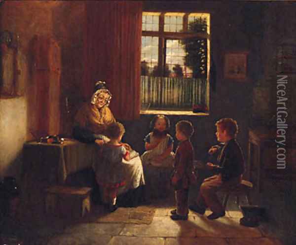 The Reading Lesson Oil Painting - English School