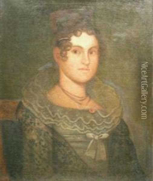 Portrait Of A Woman, Purportedly Mrs. Fogg, Wife Of Major Generalfogg Oil Painting - Zedekiah Belknap