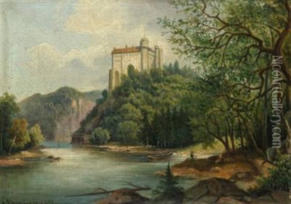 Blick Auf Schloss Orlik Oil Painting - Vilem Stroeminger