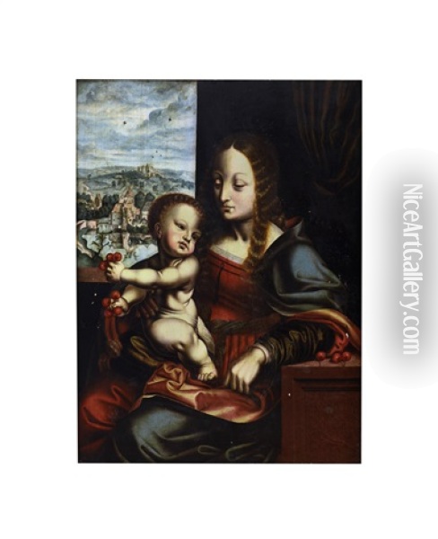 Madonna Con Bambino Oil Painting -  Master of the Parrot