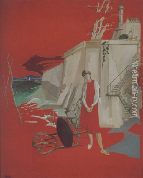 Femme A La Chaise Renversee, Melancolie Oil Painting - Francis Gruber