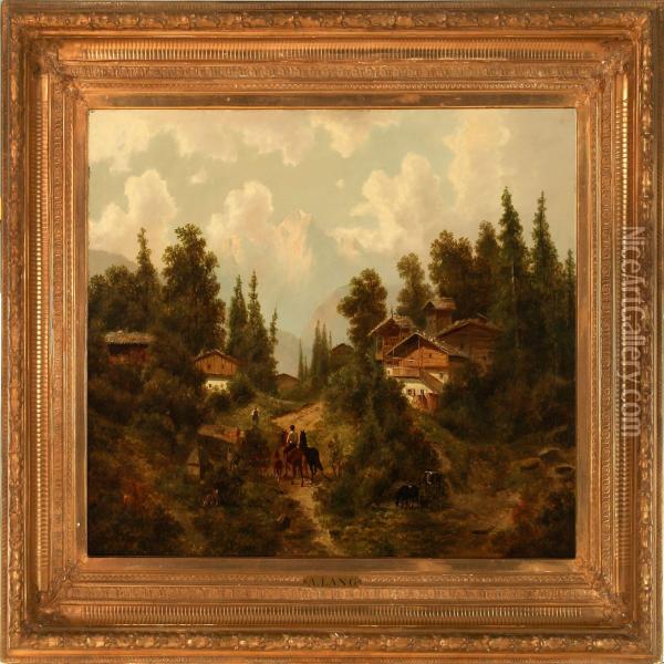 Southern German Landscape Oil Painting - Albert Lang