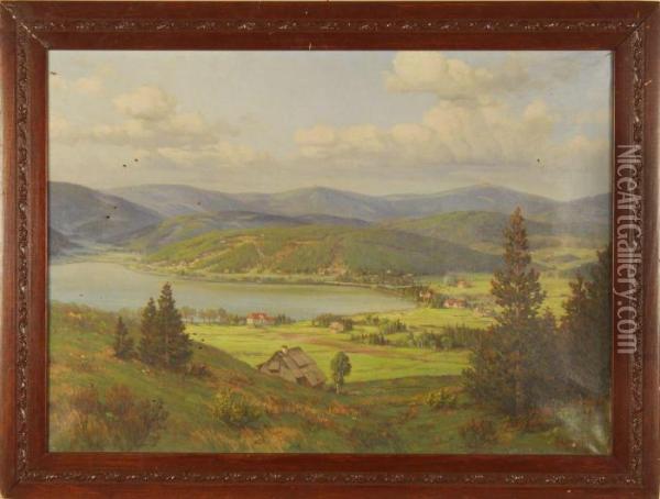 Lake Titisee In The Black Forest Oil Painting - Arnold E. Lyongrun