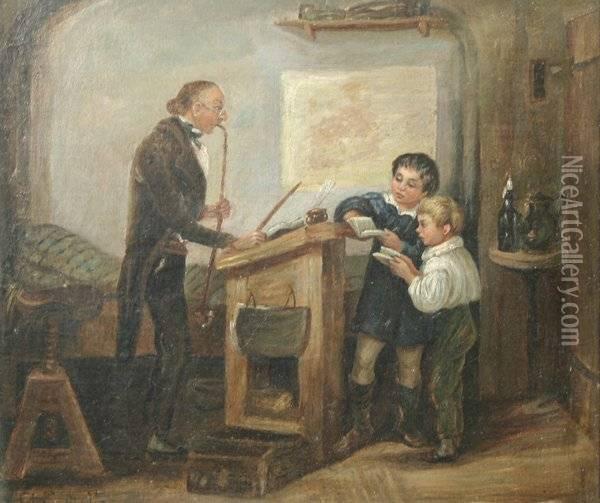 Ichabod Crane And His Pupils Oil Painting - Charles F. Blauvelt