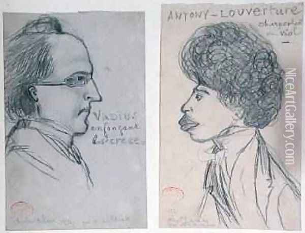 Portraits of either Charles Nodier 1780-1844 or Gustave Planche 1808-57 and Alexandre Dumas Pere 1802-70 1834 Oil Painting - Alfred de Musset