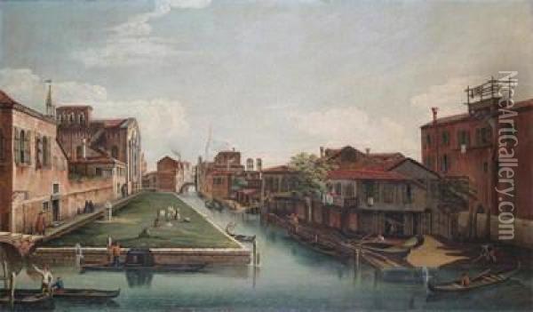 View Of Santa Maria Dei Servi In Cannaregio, Venice Oil Painting - (Giovanni Antonio Canal) Canaletto