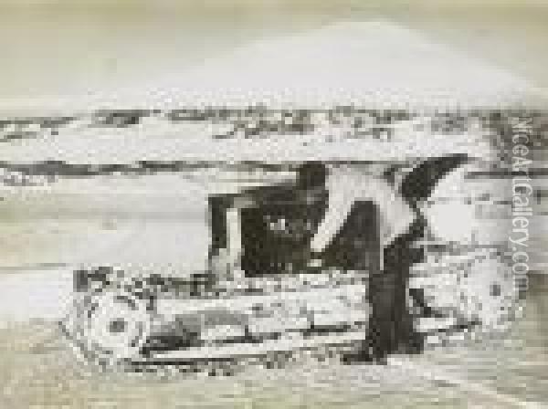 Mr. Day & The Motor Sledge Oil Painting - Herbert George Ponting