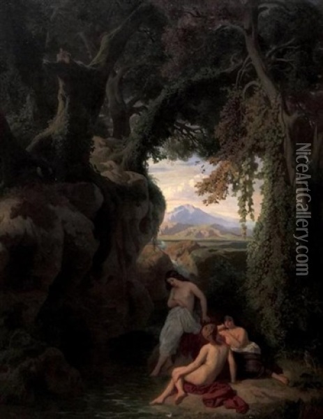 Les Nymphes Dans Un Bois Oil Painting - Carl Ludwig Friedrich Becker