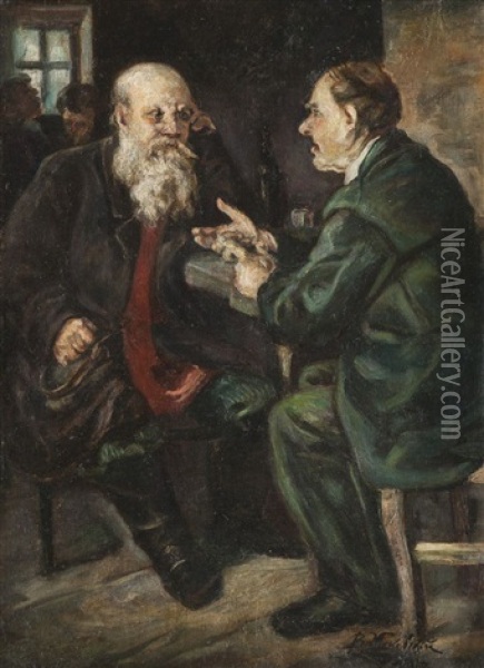 La Conversation Oil Painting - Vladimir Egorovich Makovsky