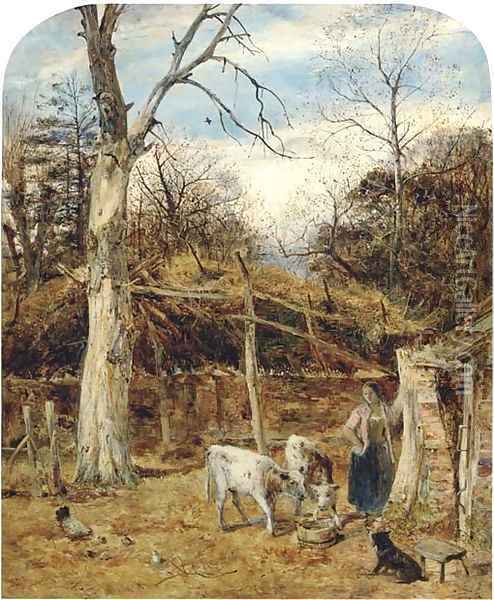 The farmyard Oil Painting - William Joseph Caesar Julius Bond