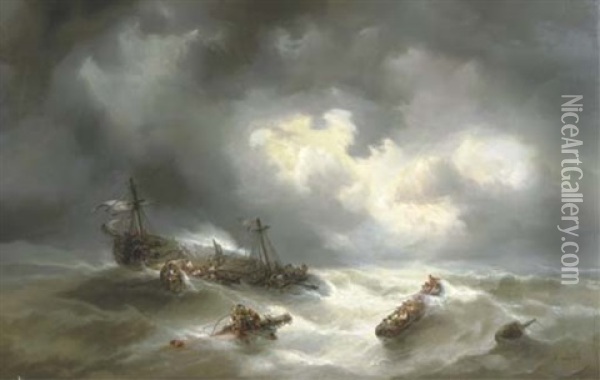 The Shipwreck Oil Painting - Francois-Etienne Musin