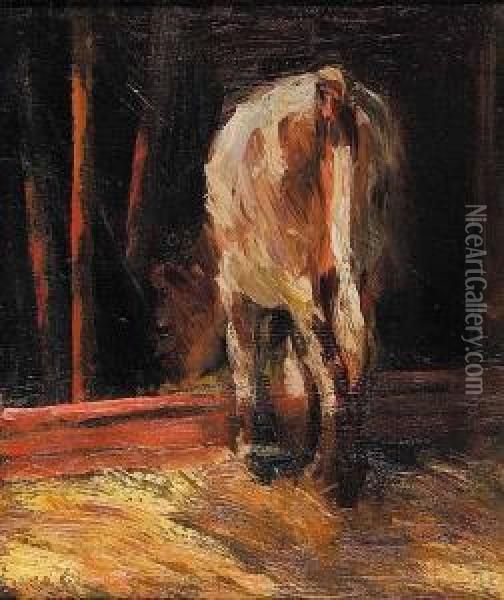 Untitled - Study Of A Cow Feeding Oil Painting - Farquhar Mcgillivr. Knowles