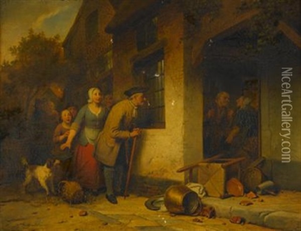 The Nosy Neighbors Oil Painting - Ferdinand de Braekeleer the Elder