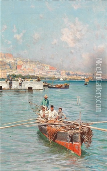 Neopolitan Fishermen Oil Painting - Attilio Pratella