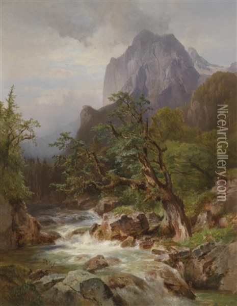 Waldpartie Mit Dem Hintersee In Baiern Oil Painting - Anna (Baar-Plommer) Plommer