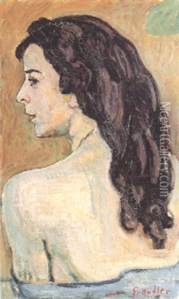 Femme Aux Cheveux Noirs Oil Painting - Ferdinand Hodler