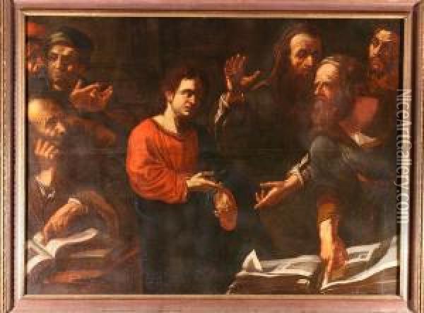 The Scholars And The Saint Oil Painting - Cesare Dandini