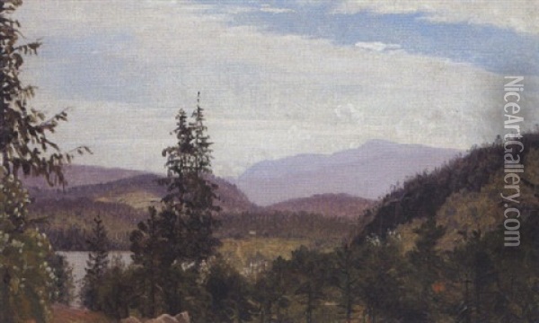 Norsk Bjerglandskap Oil Painting - Vilhelm Peter Karl Kyhn