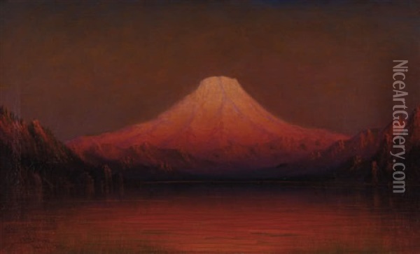 Sunset Glow, Mt. Rainier, Near Tacoma, Washington Oil Painting - James Everett Stuart