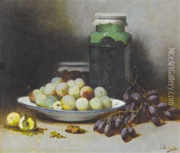 Ein Paar Stillleben Mit Fruchten (pair) Oil Painting - Leon Hubert