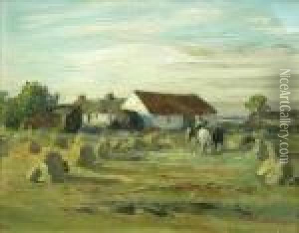 A Harvestedfield Oil Painting - William McTaggart